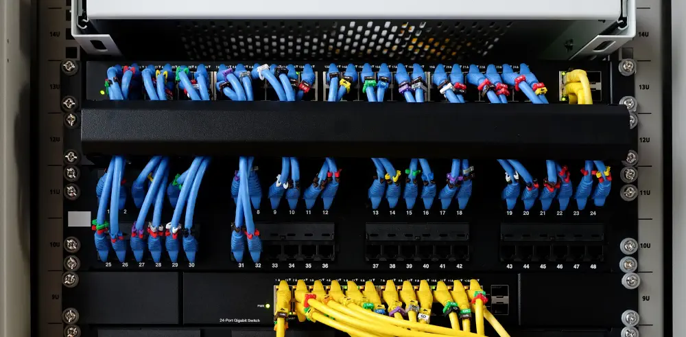 High-density structured cabling for reliable network connectivity.